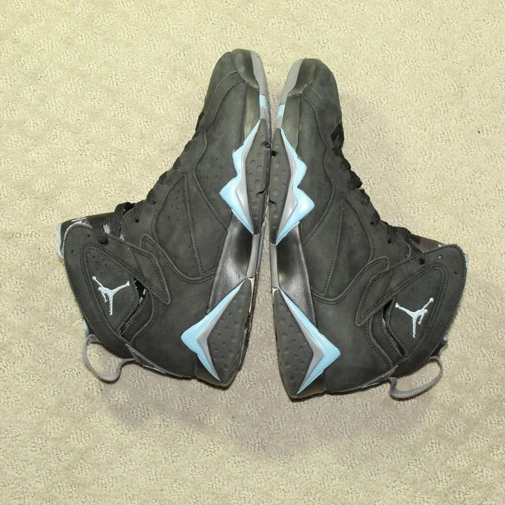 Size 9 - Air Jordan 7 Retro 2023 Chambray Black Blue Nubuck High Top Sneakers